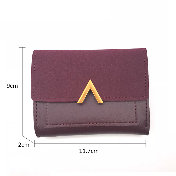 Female stitching metal V-shaped decorative abrasive retro short wallet students simple buckle Wallet