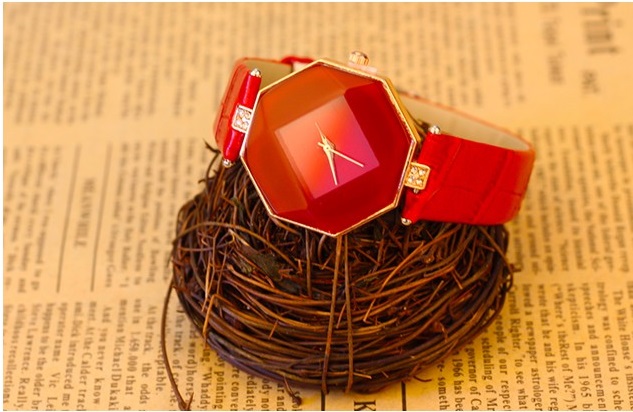 Women Watches Gem Cut Geometry Crystal Leather Quartz Wristwatch Fashion Dress Watch Ladies