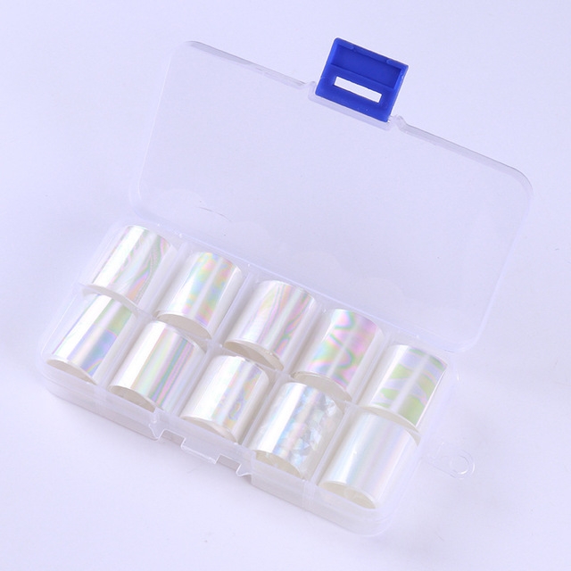 Holographic Nail Foil Set Transparent AB Color Nail Art Sticker Manicure DIY Nail Sticker Decoration