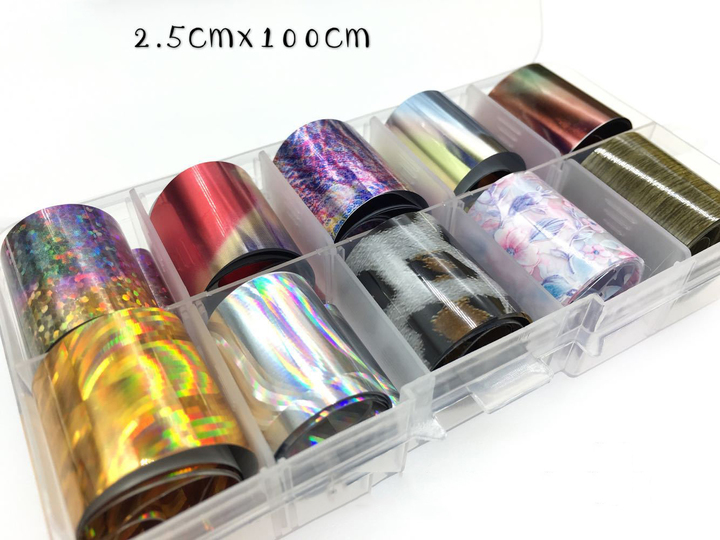 Holographic Nail Foil Set Transparent AB Color Nail Art Sticker Manicure DIY Nail Sticker Decoration