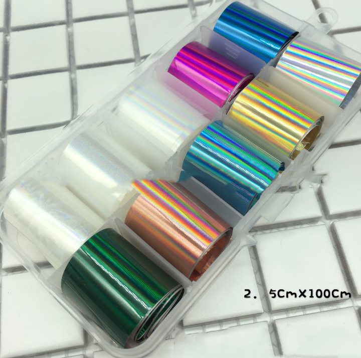 Holographic Nail Foil Set Transparent AB Color Nail Art Sticker Manicure DIY Nail Sticker Decoration