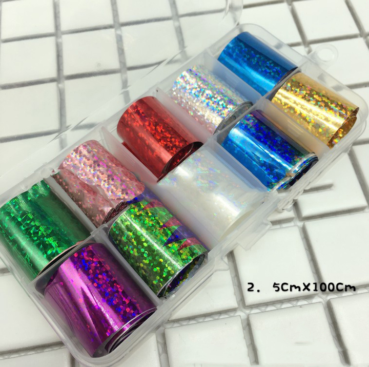 Holographic Nail Foil Set Transparent AB Color Nail Art Sticker Manicure DIY Nail Sticker Decoration