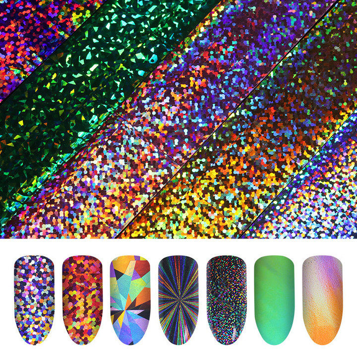 Holographic Nail Foil Set Transparent AB Color Nail Art Sticker Manicure DIY Nail Sticker Decoration