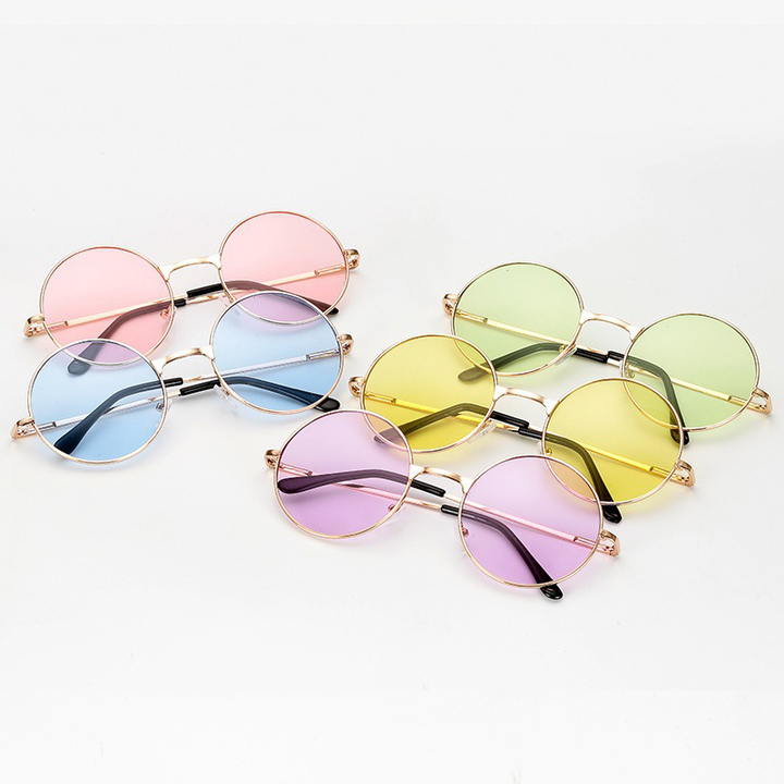 Women's fashion Cute color lens retro round sun glasses personality ocean piece sun glasses