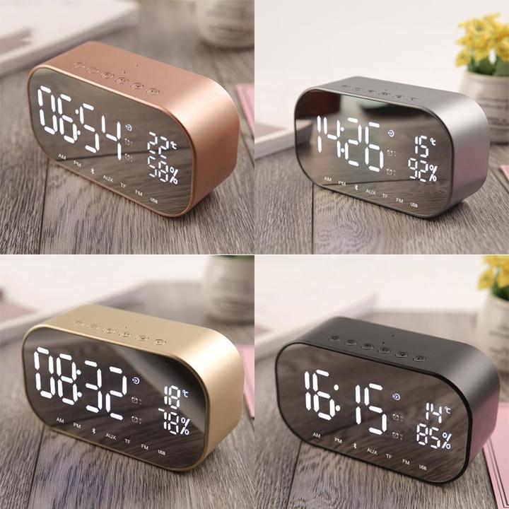 Multifunctional Wireless Bluetooth audio LED Mirror Clock Display Time / Temperature Clocks Speaker