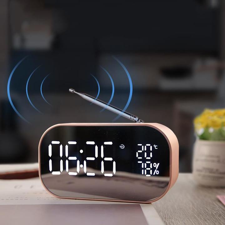 Multifunctional Wireless Bluetooth audio LED Mirror Clock Display Time / Temperature Clocks Speaker