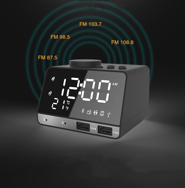 K11 Bluetooth speaker alarm clock audio creative music clock display radio Bluetooth speaker charger