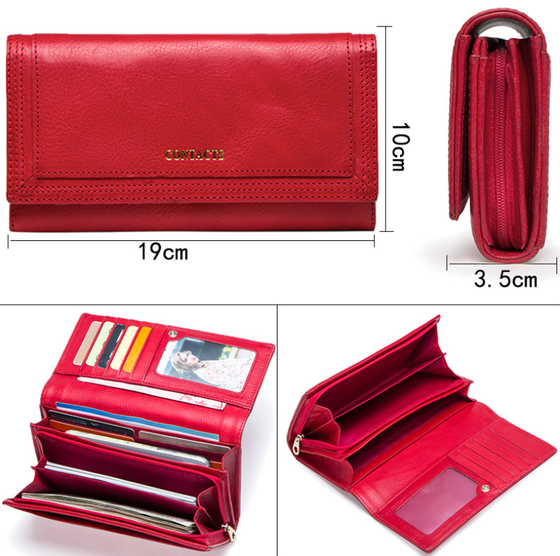 Clutch Wallets for Women Coin Purse Phone Pocket Genuine Leather Female Wallet Card Holder Money Bag