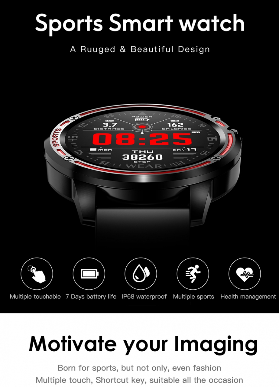 L8 Smart Watch Men IP68 Waterproof Reloj Hombre Mode SmartWatch With ECG PPG Blood Pressure red one size 1