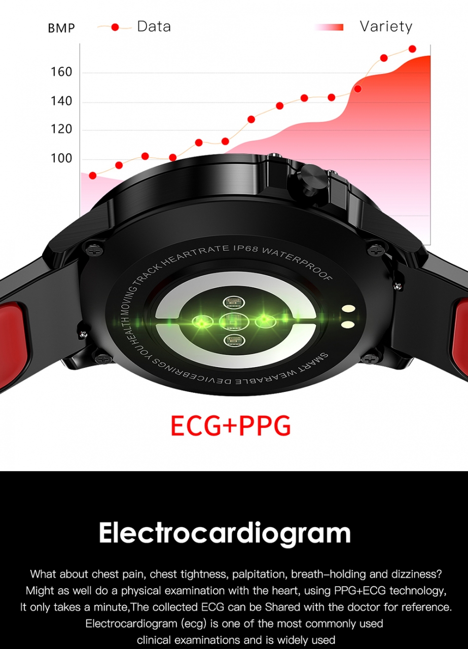 L8 Smart Watch Men IP68 Waterproof Reloj Hombre Mode SmartWatch With ECG PPG Blood Pressure red one size 10