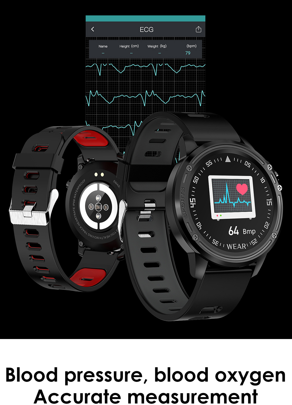 L8 Smart Watch Men IP68 Waterproof Reloj Hombre Mode SmartWatch With ECG PPG Blood Pressure red one size 11