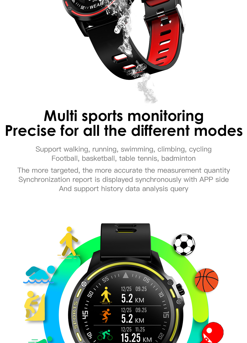 L8 Smart Watch Men IP68 Waterproof Reloj Hombre Mode SmartWatch With ECG PPG Blood Pressure red one size 6