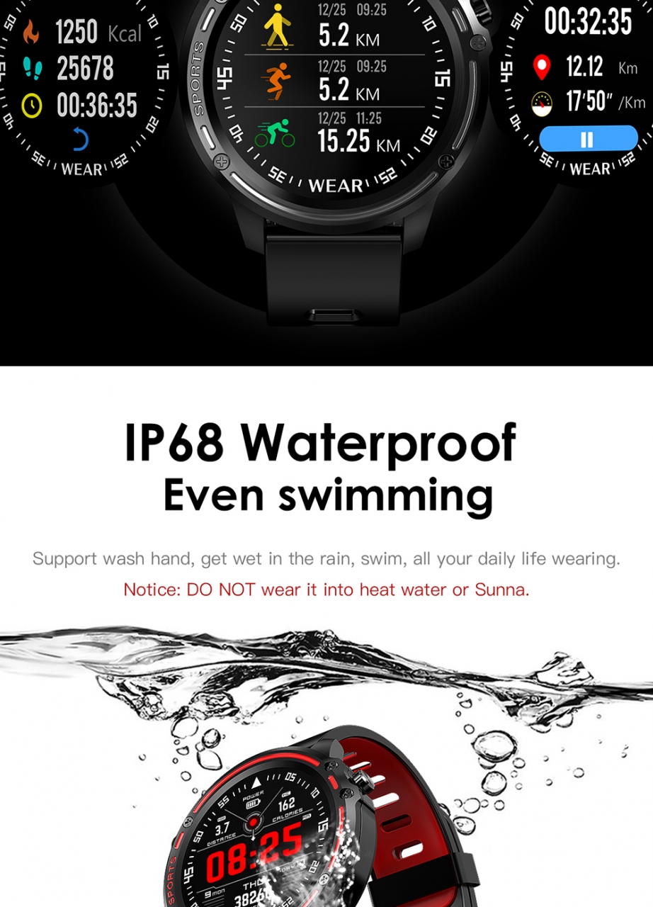 L8 Smart Watch Men IP68 Waterproof Reloj Hombre Mode SmartWatch With ECG PPG Blood Pressure red one size 5