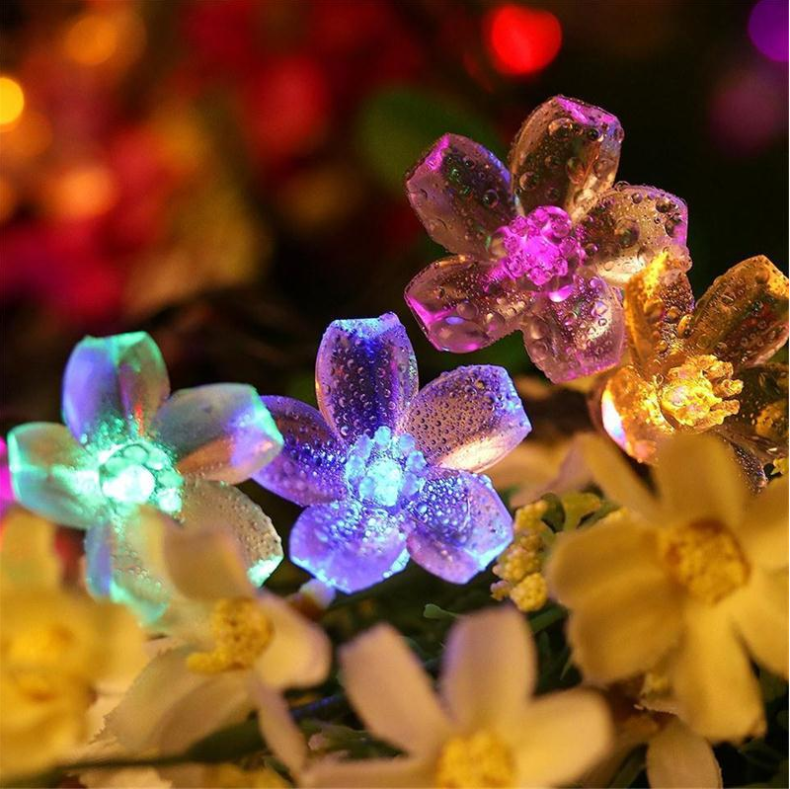 LED Solar 7 Meter 50 Lights Cherry Blossom Waterproof Light Power RGB Garden Christmas