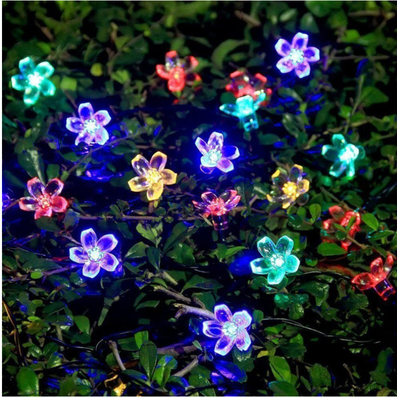 LED Solar 7 Meter 50 Lights Cherry Blossom Waterproof Light Power RGB Garden Christmas