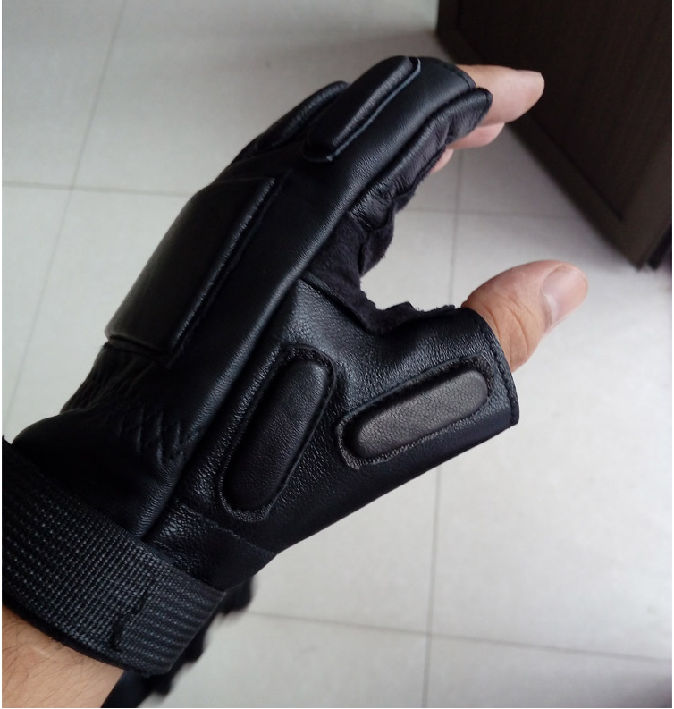 Leather half-finger gloves men driving sports non-slip fingerless riding tactical leisure warm