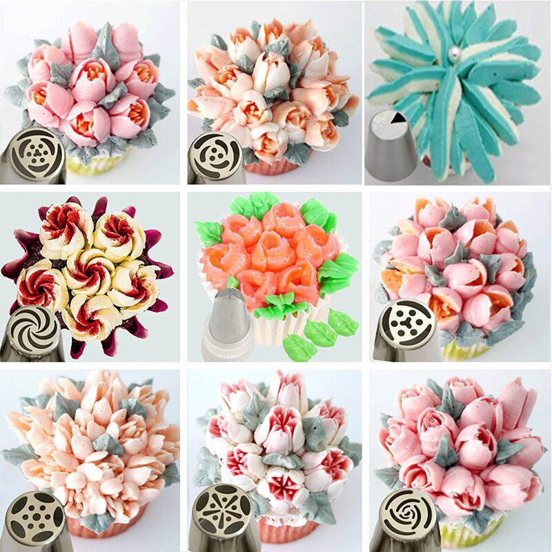 27 Pcs/Set Russian Tulip Icing Piping Nozzles Stainless Steel Cream Pastry Tips Nozzles With Pastry