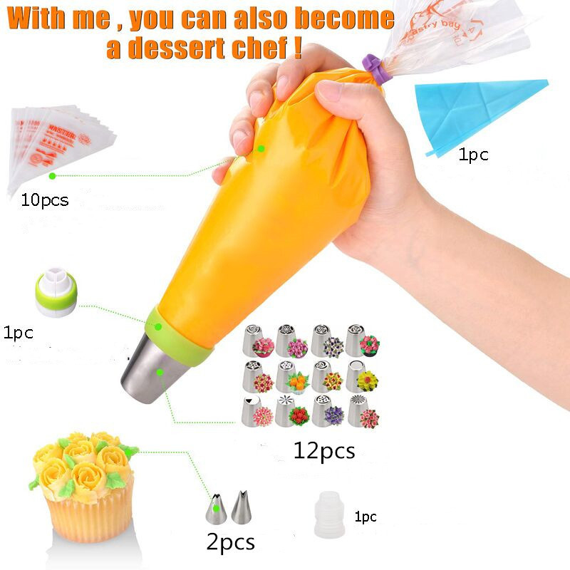 27 Pcs/Set Russian Tulip Icing Piping Nozzles Stainless Steel Cream Pastry Tips Nozzles With Pastry