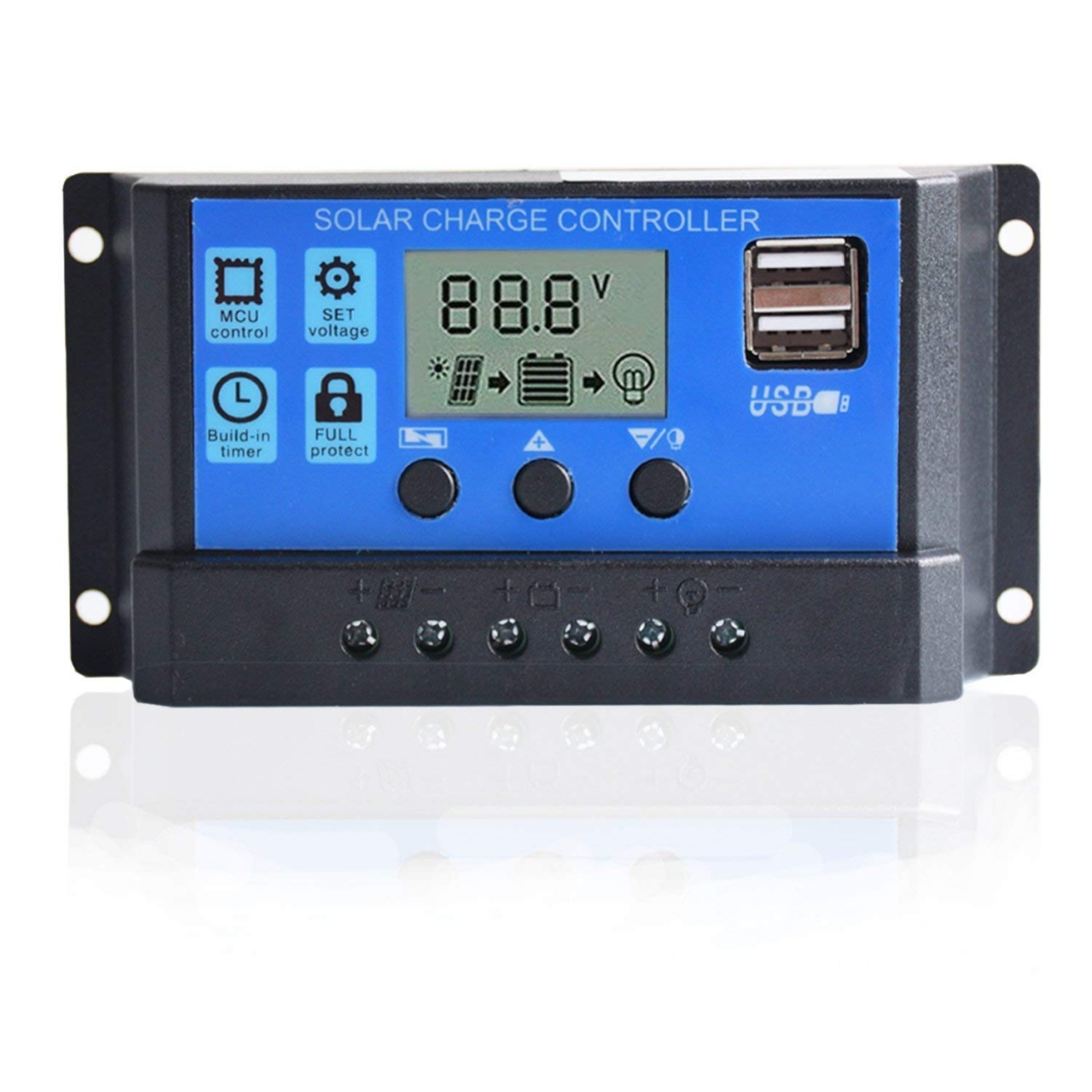 60/50/40/30/20/10A 12/24V Auto Solar Charge Controller PWM Controllers LCD Dual USB 5V Output Solar
