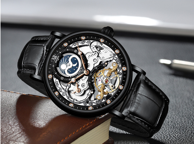 Skeleton Watches Mechanical Automatic Watch Men Tourbillon Sport Clock Casual Business Moon Wrist