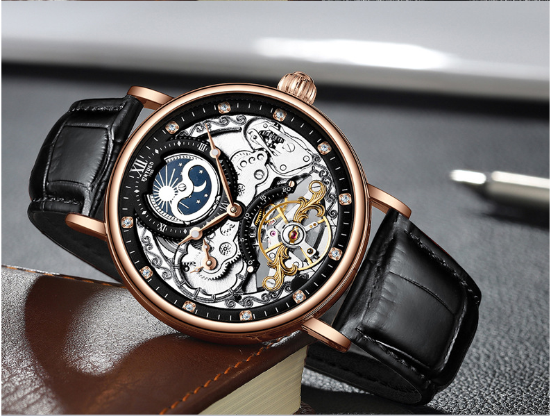 Skeleton Watches Mechanical Automatic Watch Men Tourbillon Sport Clock Casual Business Moon Wrist
