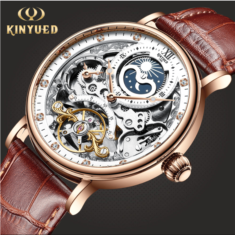 Skeleton Watches Mechanical Automatic Watch Men Tourbillon Sport Clock Casual Business Moon Wrist