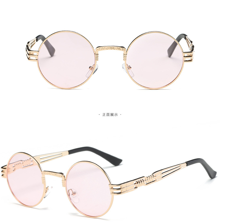 Gothic Steampunk Sunglasses Men Women Metal WrapEyeglasses Round Shades Brand Sun glasses Mirror