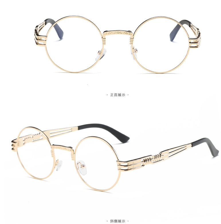 Gothic Steampunk Sunglasses Men Women Metal WrapEyeglasses Round Shades Brand Sun glasses Mirror