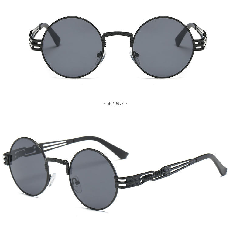 Gothic Steampunk Sunglasses Men Women Metal WrapEyeglasses Round Shades Brand Sun glasses Mirror
