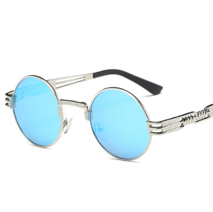 Gothic Steampunk Sunglasses Men Women Metal WrapEyeglasses Round Shades Brand Sun glasses Mirror