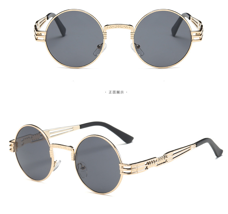 Gothic Steampunk Sunglasses Men Women Metal WrapEyeglasses Round Shades Brand Sun glasses Mirror