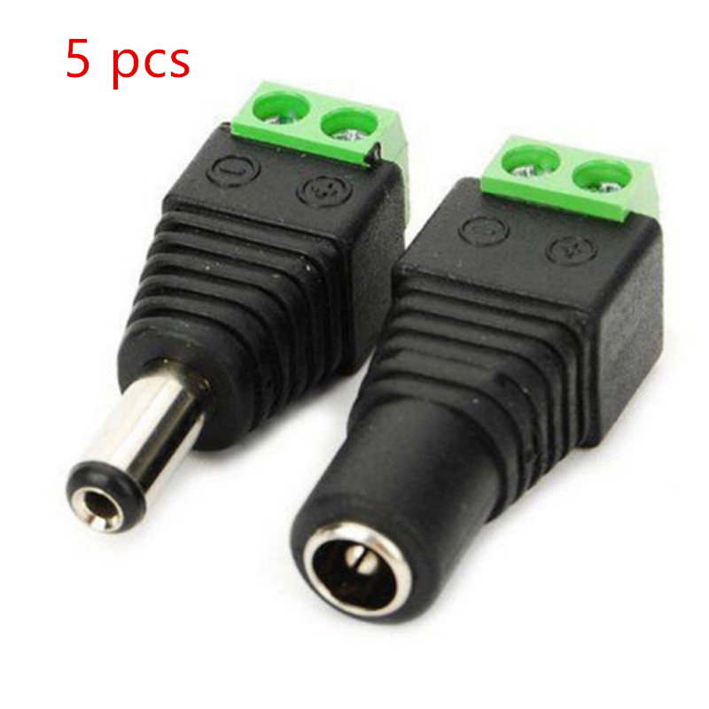 5 pairs Male DC connector 2.1*5.5mm Power Jack Adapter Plug Cable Connector for led strip light