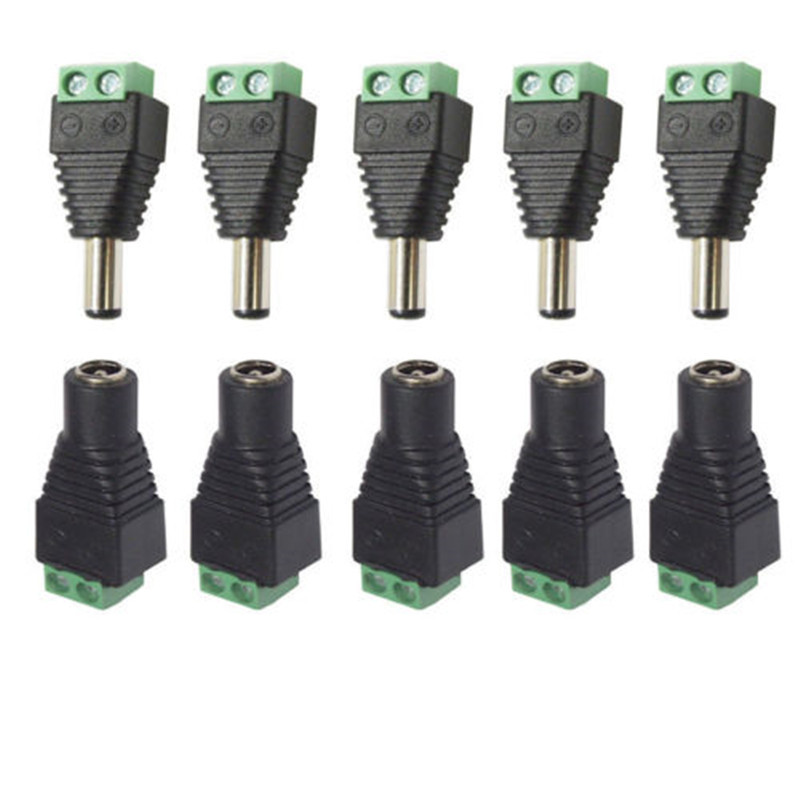 5 pairs Male DC connector 2.1*5.5mm Power Jack Adapter Plug Cable Connector for led strip light