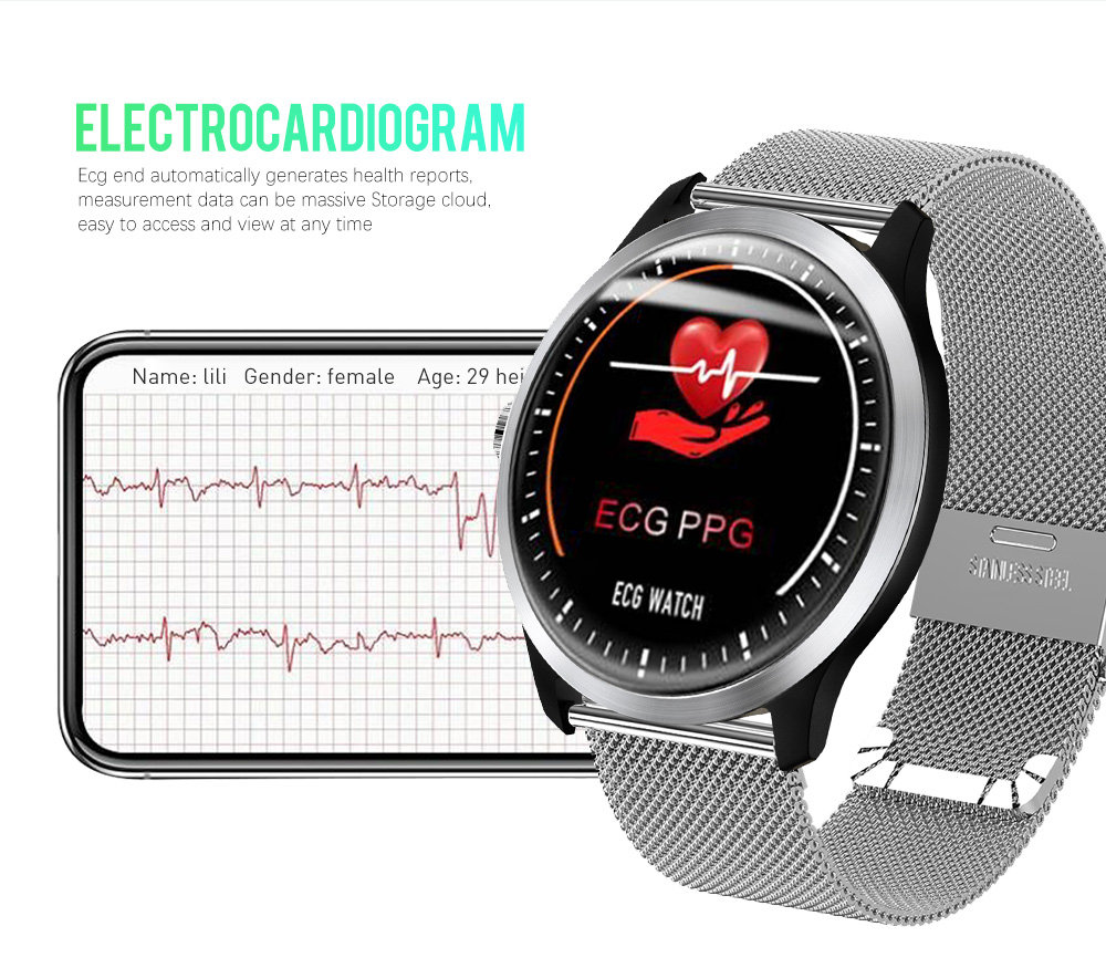 N58 2019 New ECG + PPG Smart Watch Men IP67 Waterproof Sport Watch Heart Rate Monitor Blood Pressure