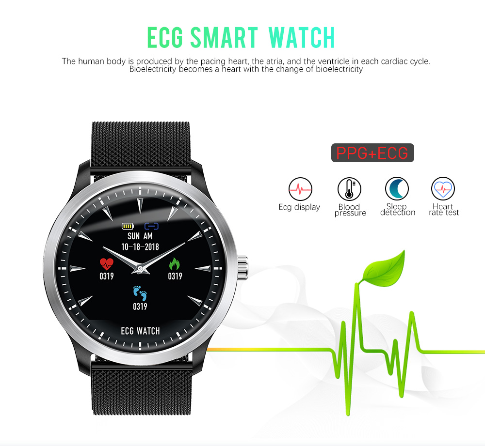 N58 2019 New ECG + PPG Smart Watch Men IP67 Waterproof Sport Watch Heart Rate Monitor Blood Pressure