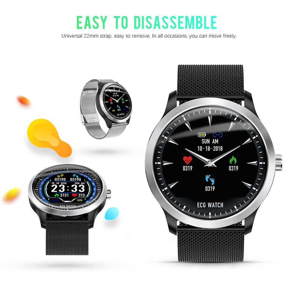 N58 2019 New ECG + PPG Smart Watch Men IP67 Waterproof Sport Watch Heart Rate Monitor Blood Pressure