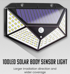 10W Solar Wall Lamp PIR Motion Sensor 100LED Solar Power Light Waterproof Lamp for Yard Garland White one size