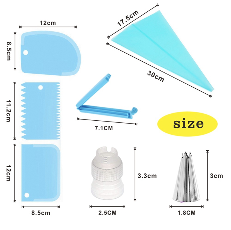 14Pcs/Set Kitchen DIY Cake Decorating Tools Icing Piping Nozzles Set Pastry Bag Scraper Flower