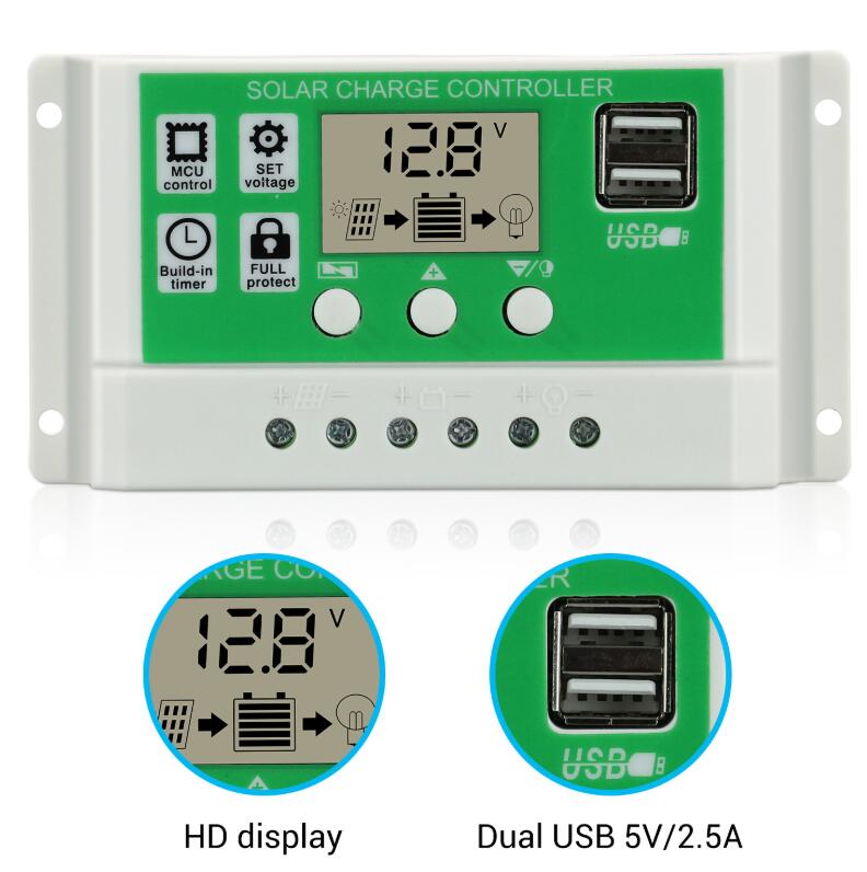 10A~60ALCD display solar charger controller Lead acid AGM GEL Iron li-ion lithium battery PWM 12v24v