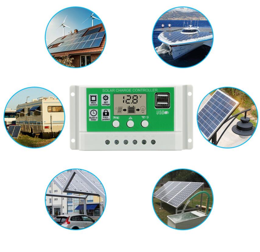 10A~60ALCD display solar charger controller Lead acid AGM GEL Iron li-ion lithium battery PWM 12v24v