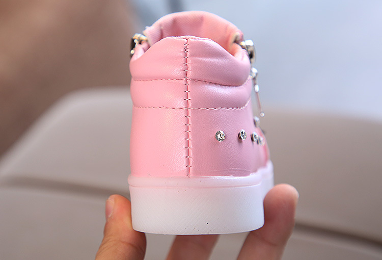 Children Glowing Sneakers Kid Princess Bow for Girls LED Shoes Cute Baby  with Light Shoes Luminous