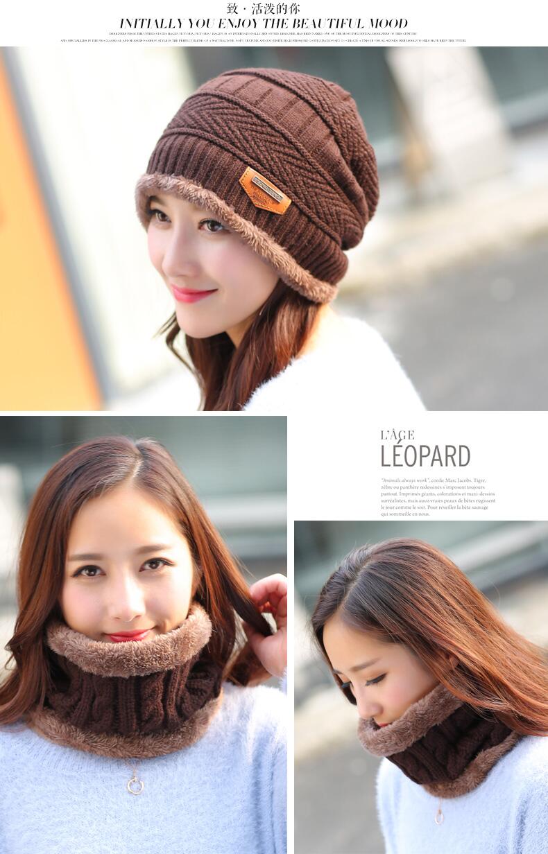 2 pieces Neck sets Hats Men Girl Winter Head hooded Cap Earmuffs Head Caps Male beanie mask