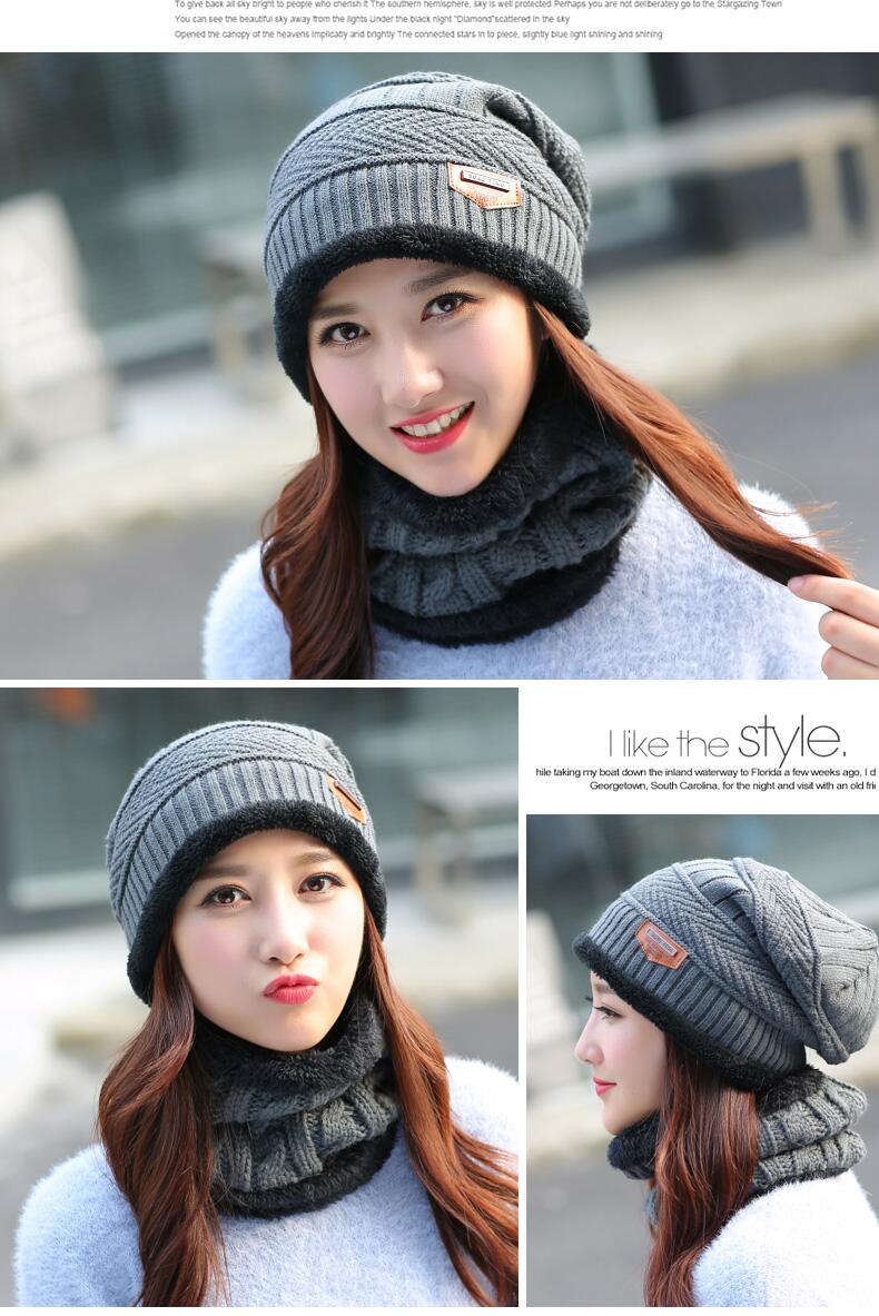 2 pieces Neck sets Hats Men Girl Winter Head hooded Cap Earmuffs Head Caps Male beanie mask