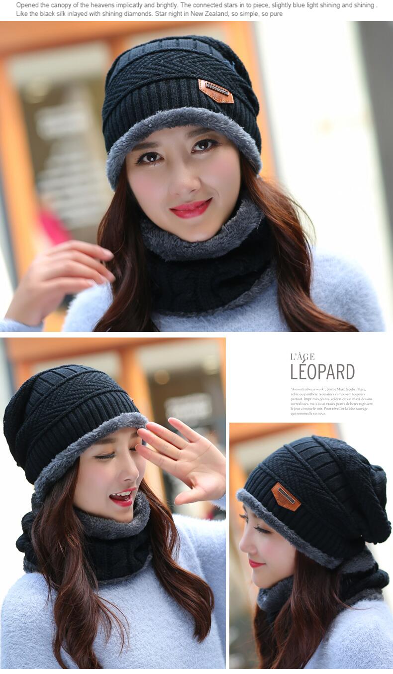 2 pieces Neck sets Hats Men Girl Winter Head hooded Cap Earmuffs Head Caps Male beanie mask