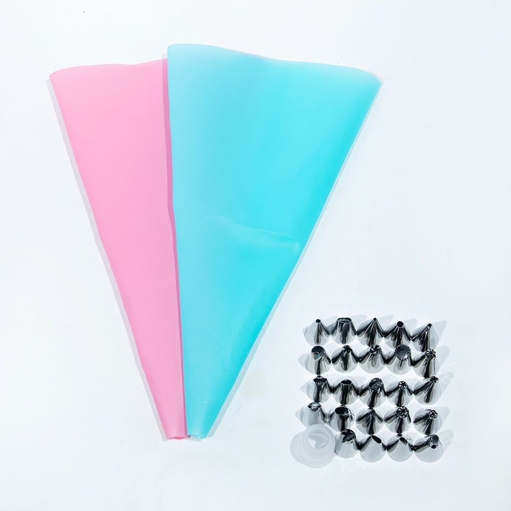 27PCS/Set Silicone Pastry Bag Tips Kitchen DIY Icing Piping Cream Reusable Pastry 24 Nozzle Set Cake