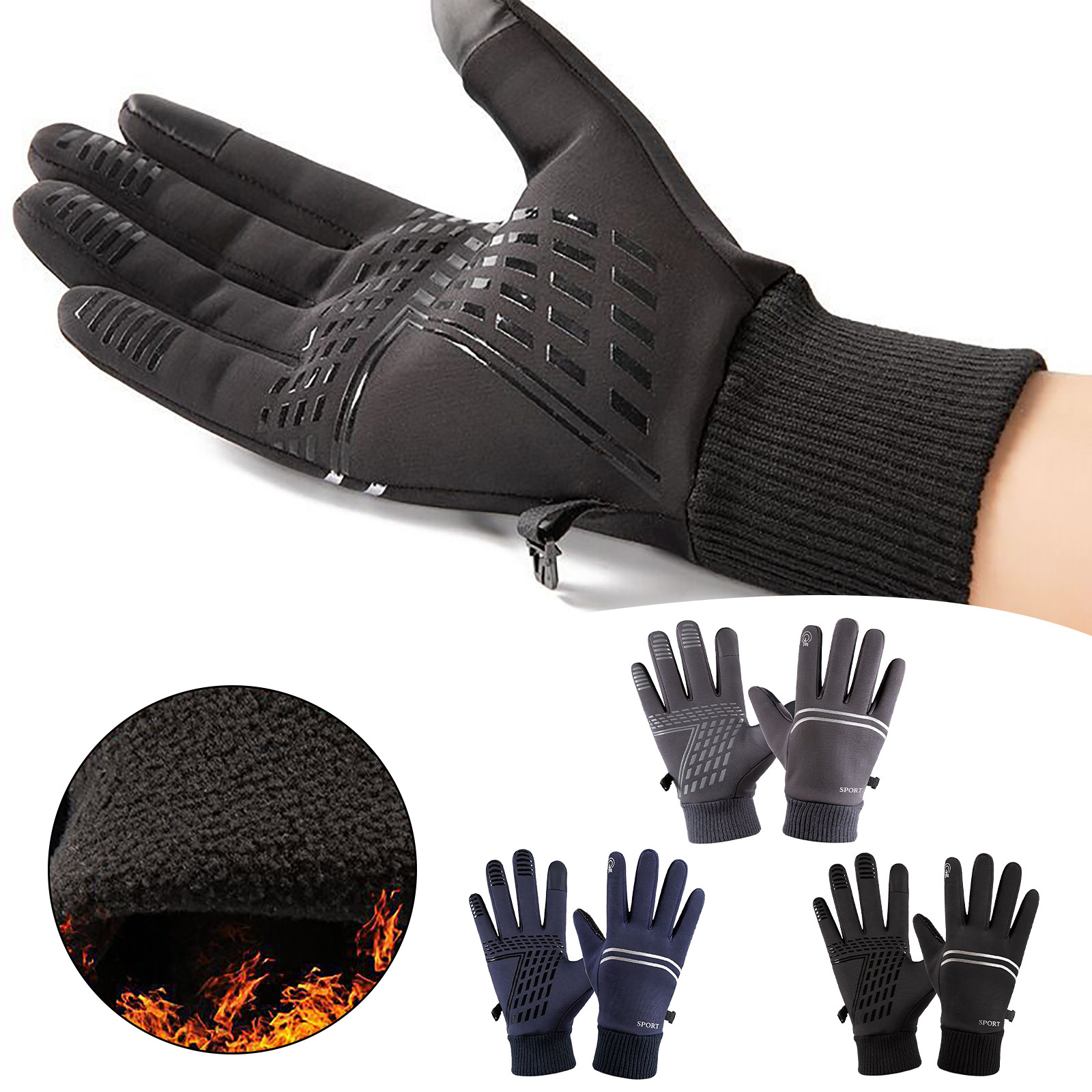 Warm Gloves Outdoor Cycling Ski Waterproof Warm Gloves Anti-slip Thermal Soft Lining Gloves