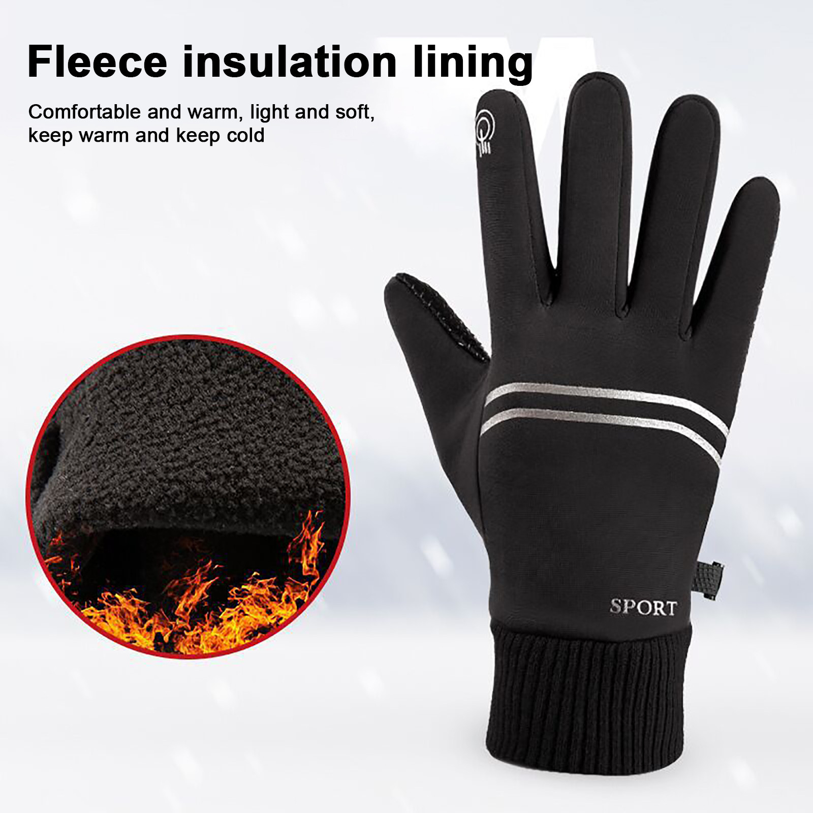 Warm Gloves Outdoor Cycling Ski Waterproof Warm Gloves Anti-slip Thermal Soft Lining Gloves