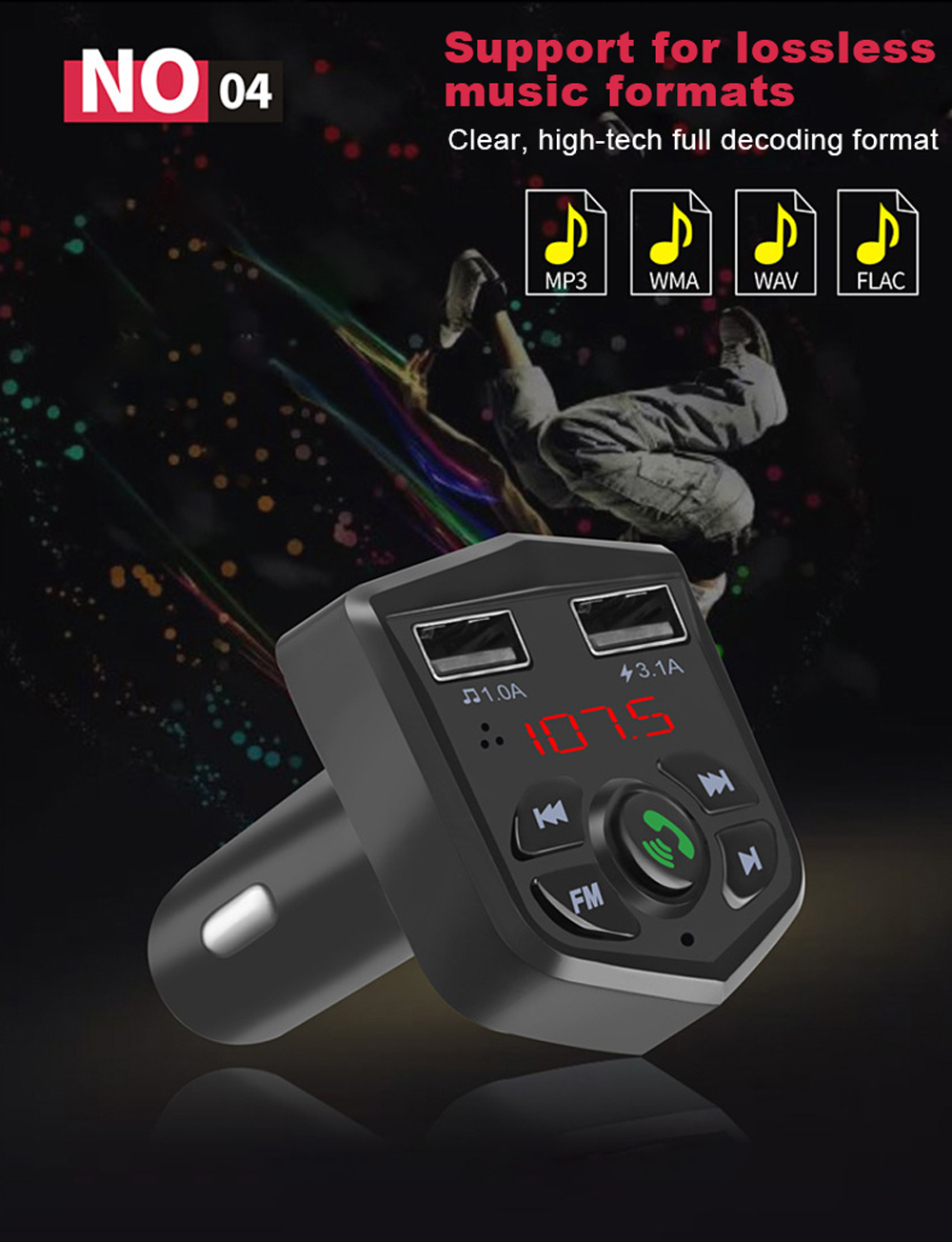 VR robot Bluetooth FM Transmitter Modulator Wireless Handsfree Car Kit 5V 3.1A Dual USB Charger