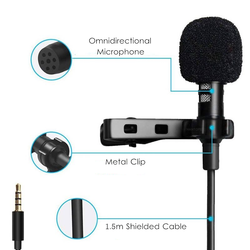 Portable External 3.5mm Hands-free Mini Wired Clip-on Lapel Lavalier Microphone For PC Laptop