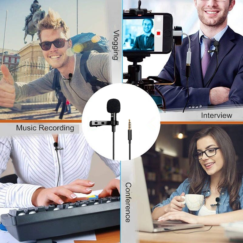 Portable External 3.5mm Hands-free Mini Wired Clip-on Lapel Lavalier Microphone For PC Laptop